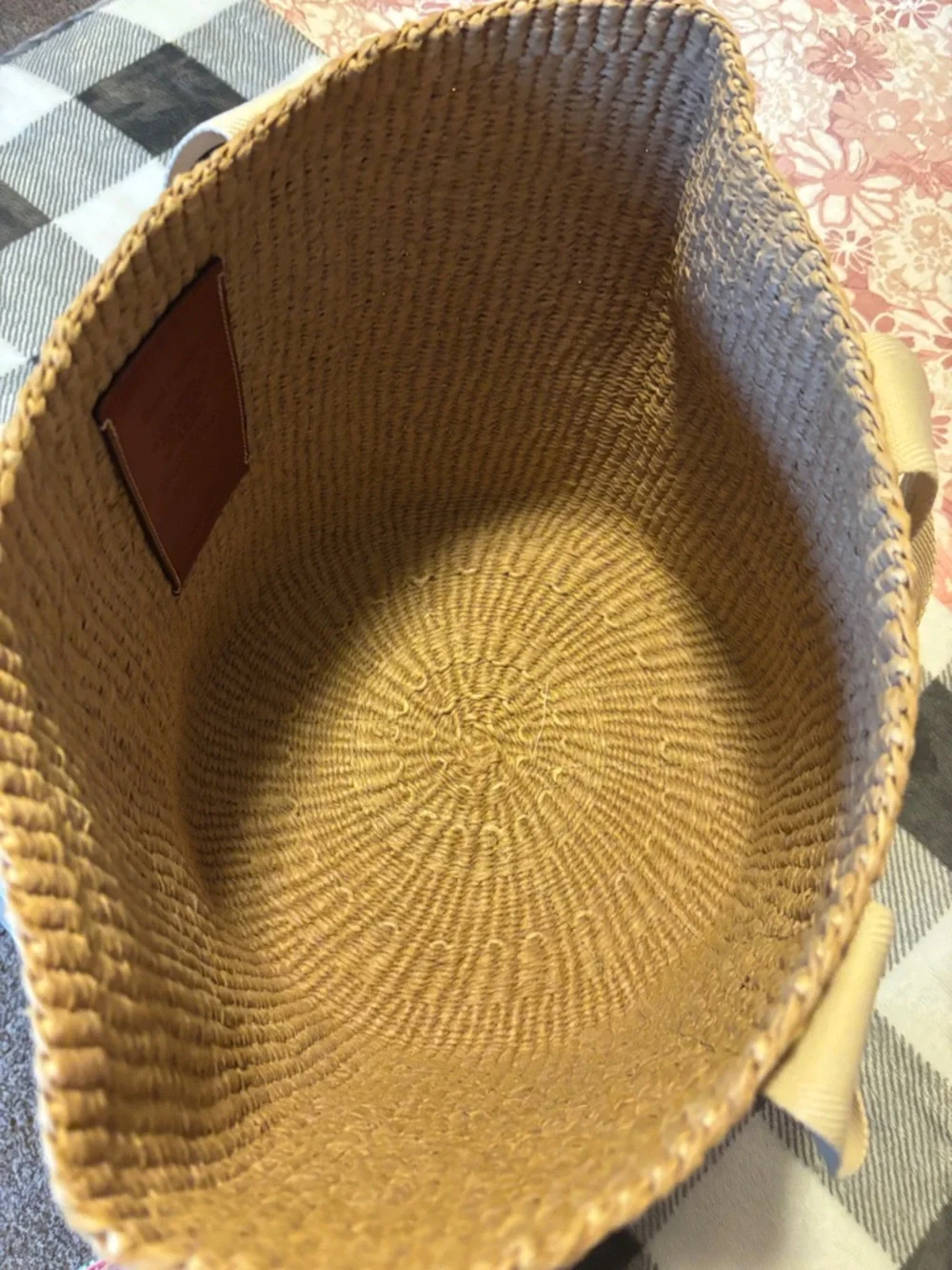 Chloé Straw Tote with Branded Canvas Straps - Natural Brown & Cream - Picture 5 of 8